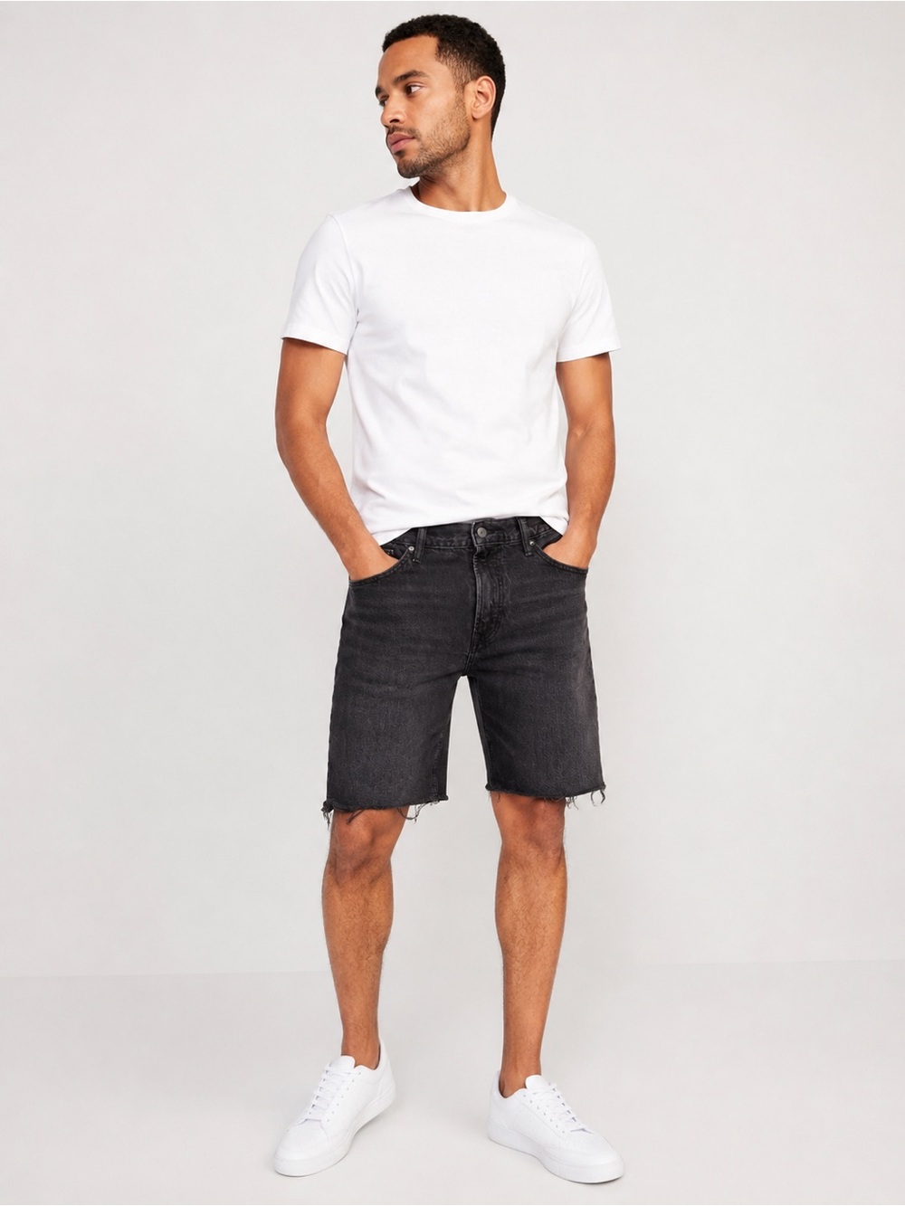 Old Navy Men’s Black Denim Shorts – Size 36 Slim Built-In Flex